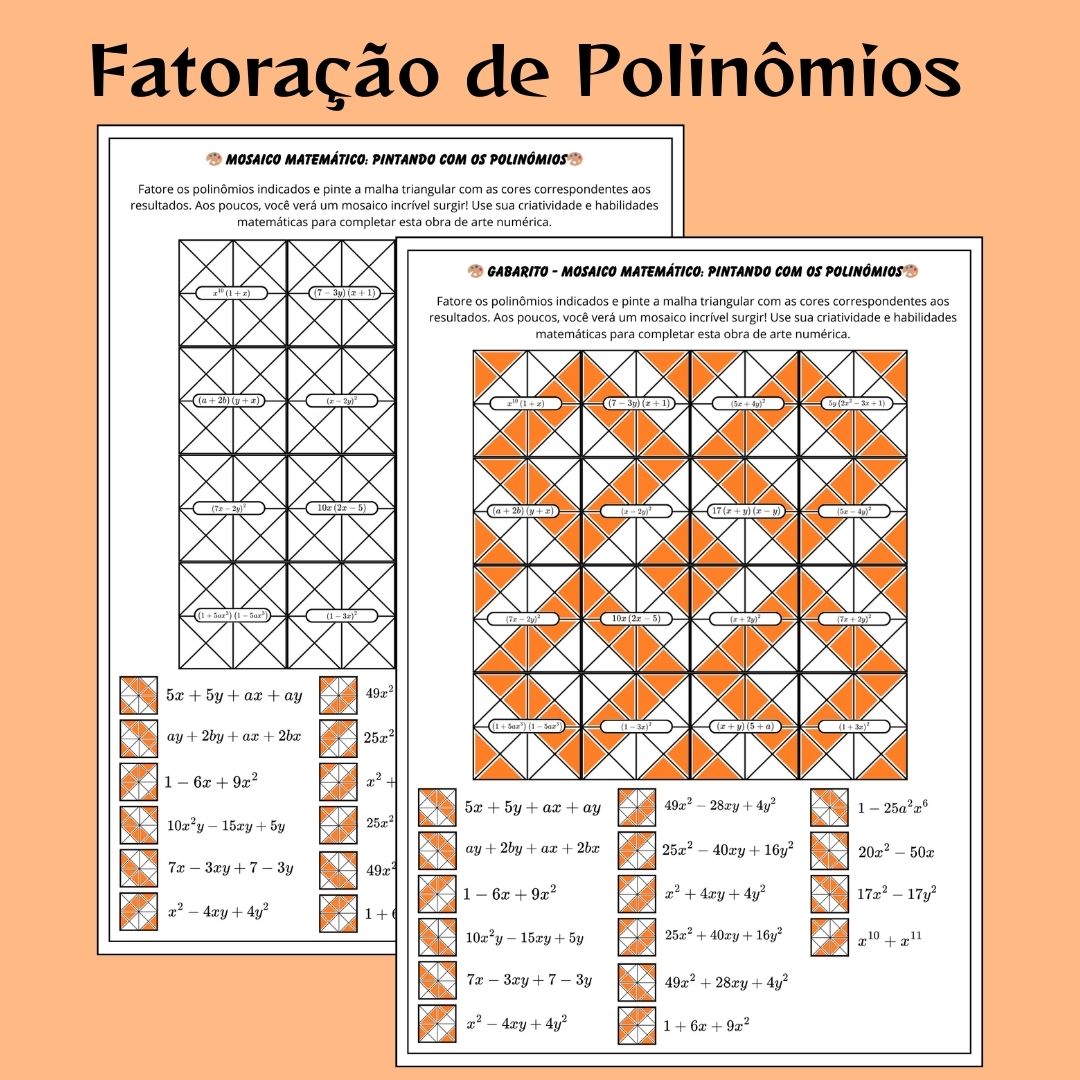 Mosaico da Fatoração de Polinômios: Resolva, Descubra e Pinte!