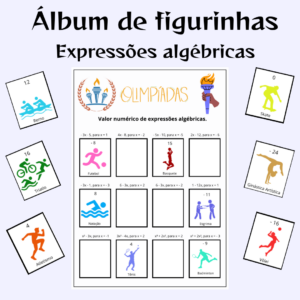 Expressões algébricas (valor numérico) - álbum de figurinhas