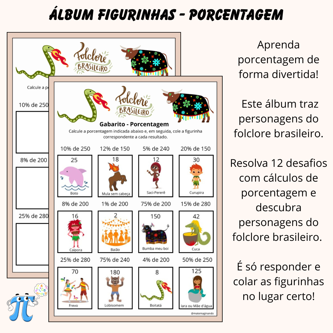 Álbum de Figurinhas – Porcentagem Folclore Brasileiro!