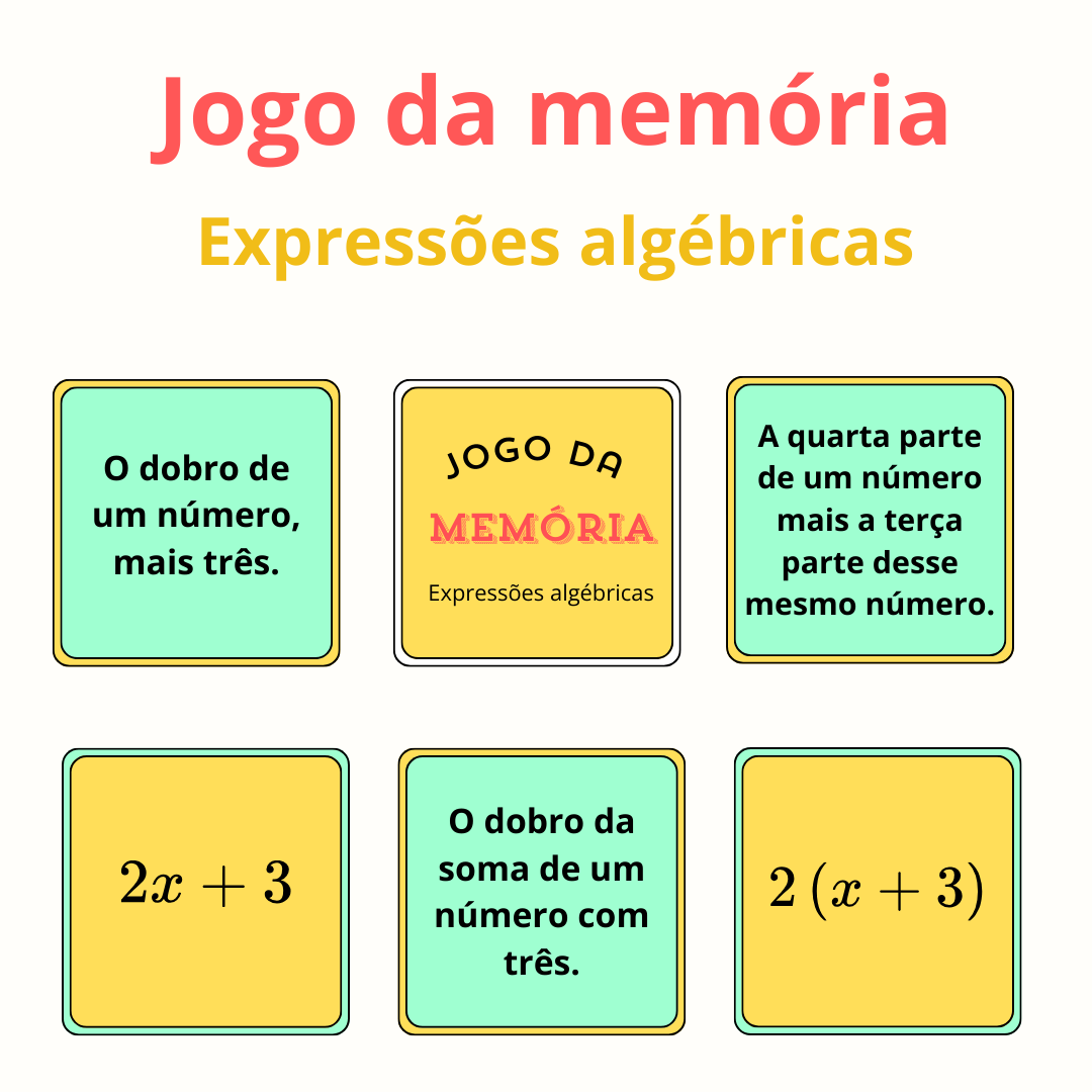 Expressões algébricas - Jogo da memória