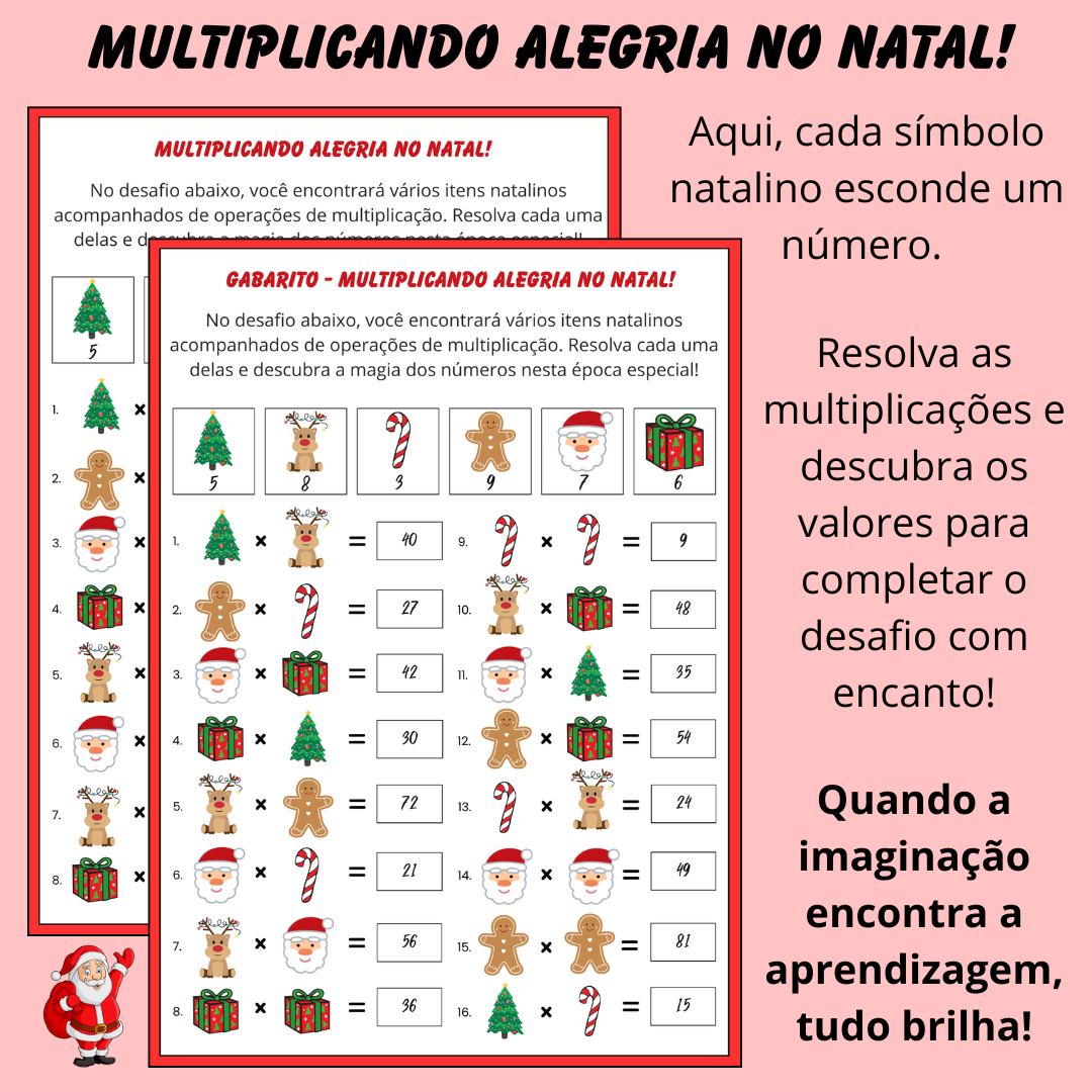 Multiplicação com Magia Natalina: Atividade Educativa Divertida!