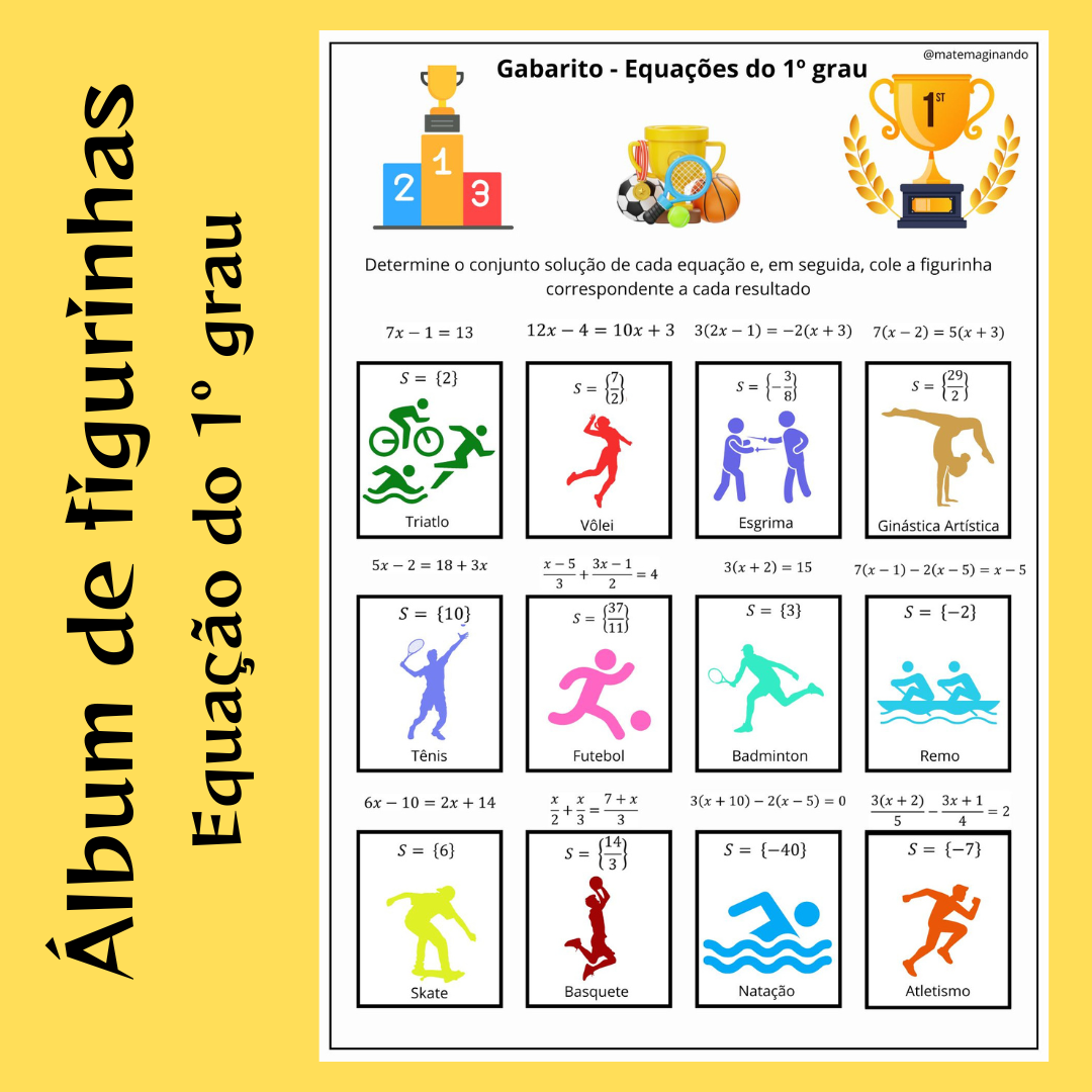 Álbum de Figurinhas com Equações do 1º Grau