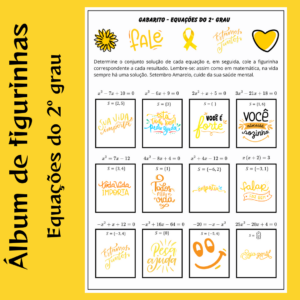 Álbum de Figurinhas - Setembro Amarelo: Equações do 2º Grau