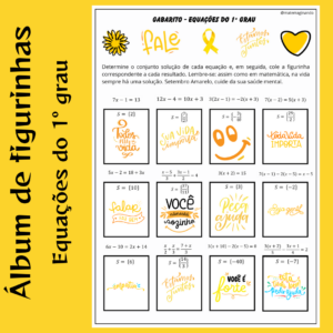 Álbum de Figurinhas - Setembro Amarelo: Equações do 1º Grau