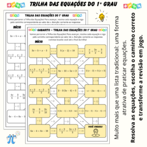 Atividade de Equação do 1º Grau: Trilha com Gabarito