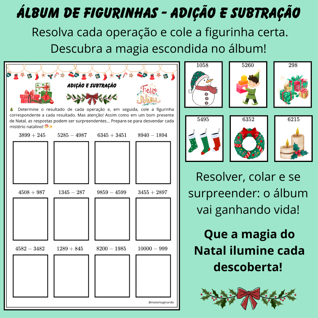 Álbum de Figurinhas - Natal Matemático: Adição e Subtração