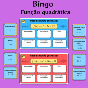 Bingo Matemático: Função Quadrática – 30 Cartelas