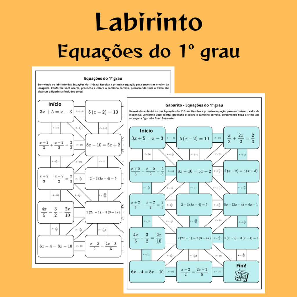 Labirinto de Equações do 1º Grau – Matemaginando