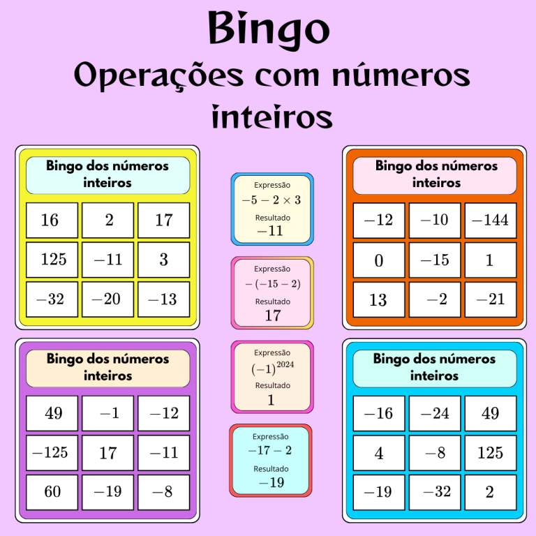 Bingo de Números Inteiros – Diversão Garantida! – Matemaginando