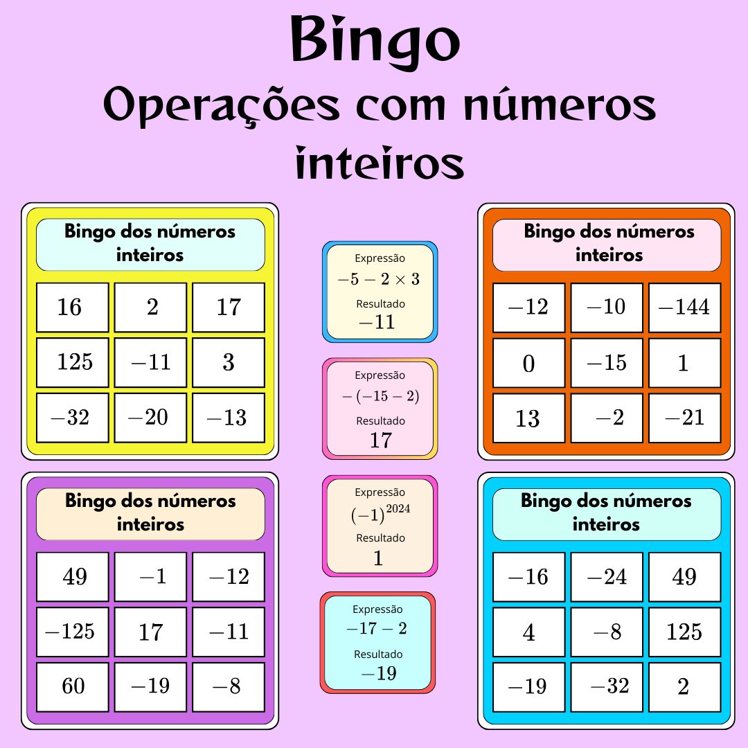 Bingo de Números Inteiros - Diversão Garantida!