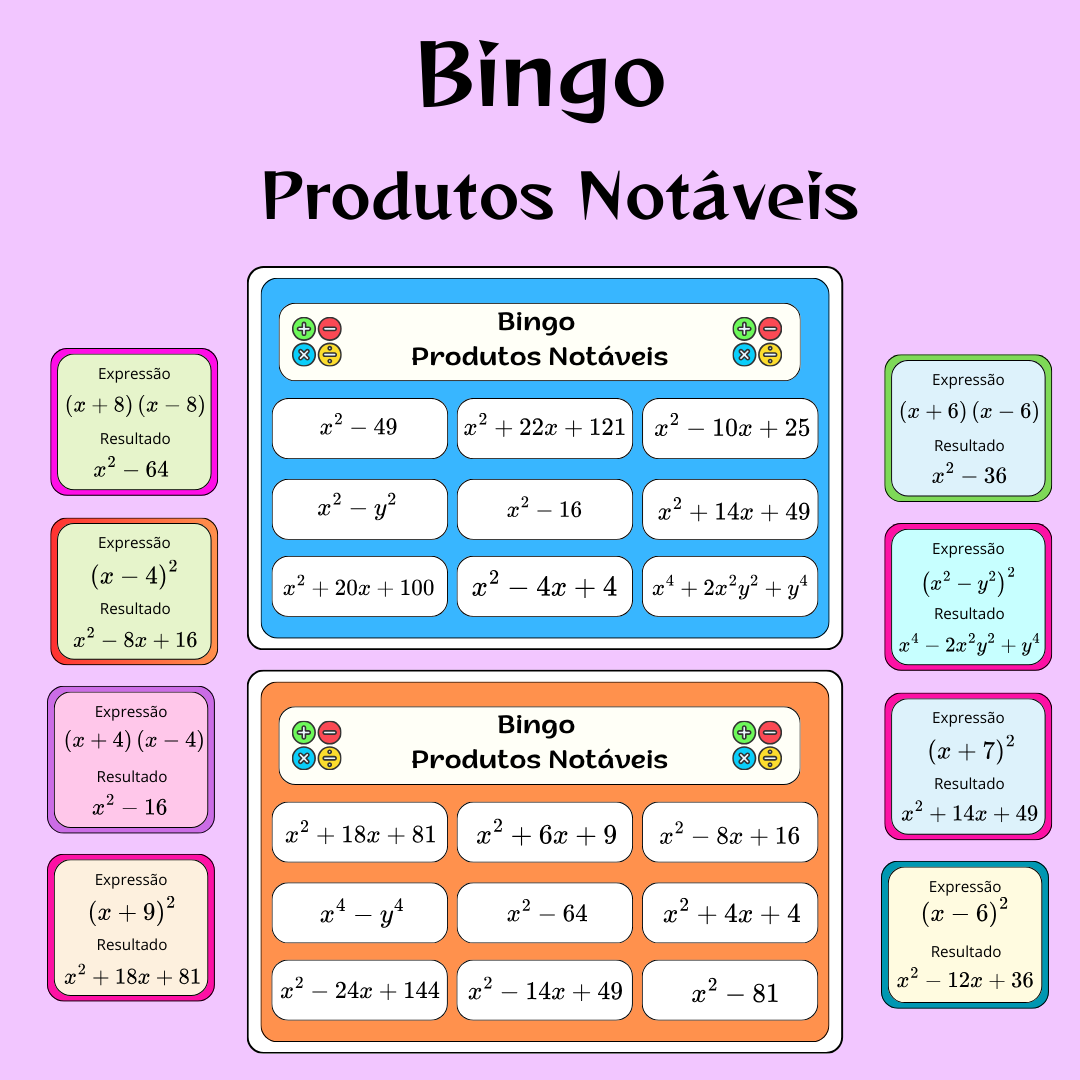 Bingo de Produtos Notáveis: Matemática Divertida!