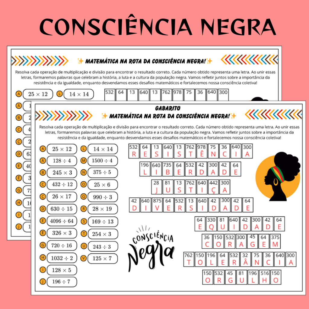 Consciência Negra – Multiplicação e divisão – Matemaginando