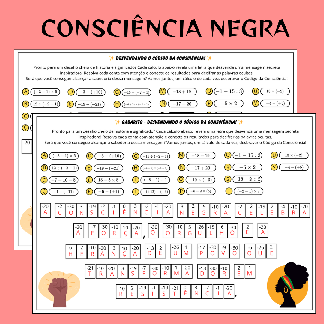 Desvende a Frase Secreta: Consciência Negra e Números Inteiros!