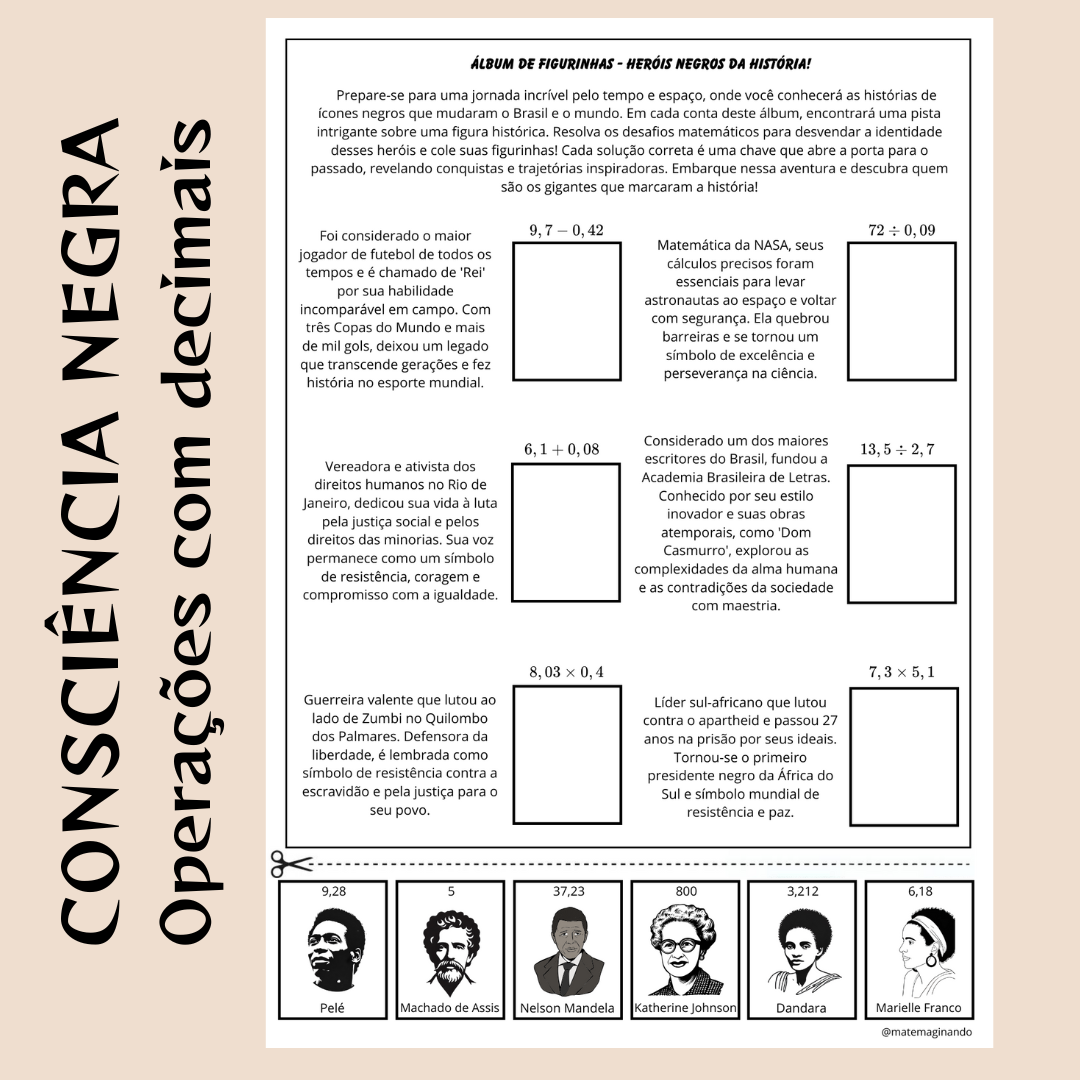 Álbum de Figurinhas - Heróis Negros: História e Matemática!