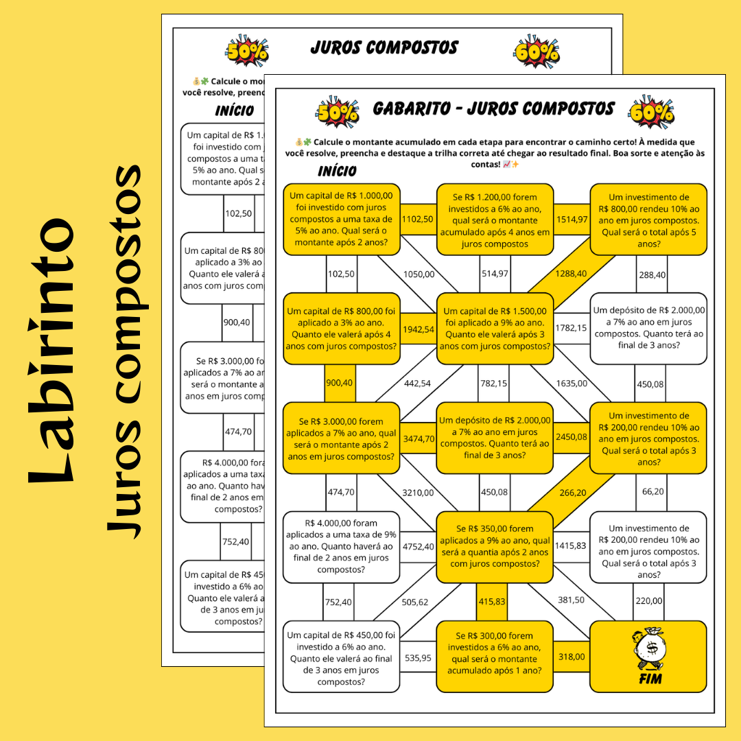 Labirinto de Juros Compostos: Transforme o Aprendizado em uma Aventura Matemática!