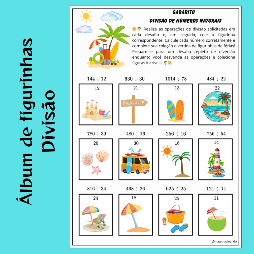 Álbum de Figurinhas: Férias Divertidas com Divisões! – Matemaginando