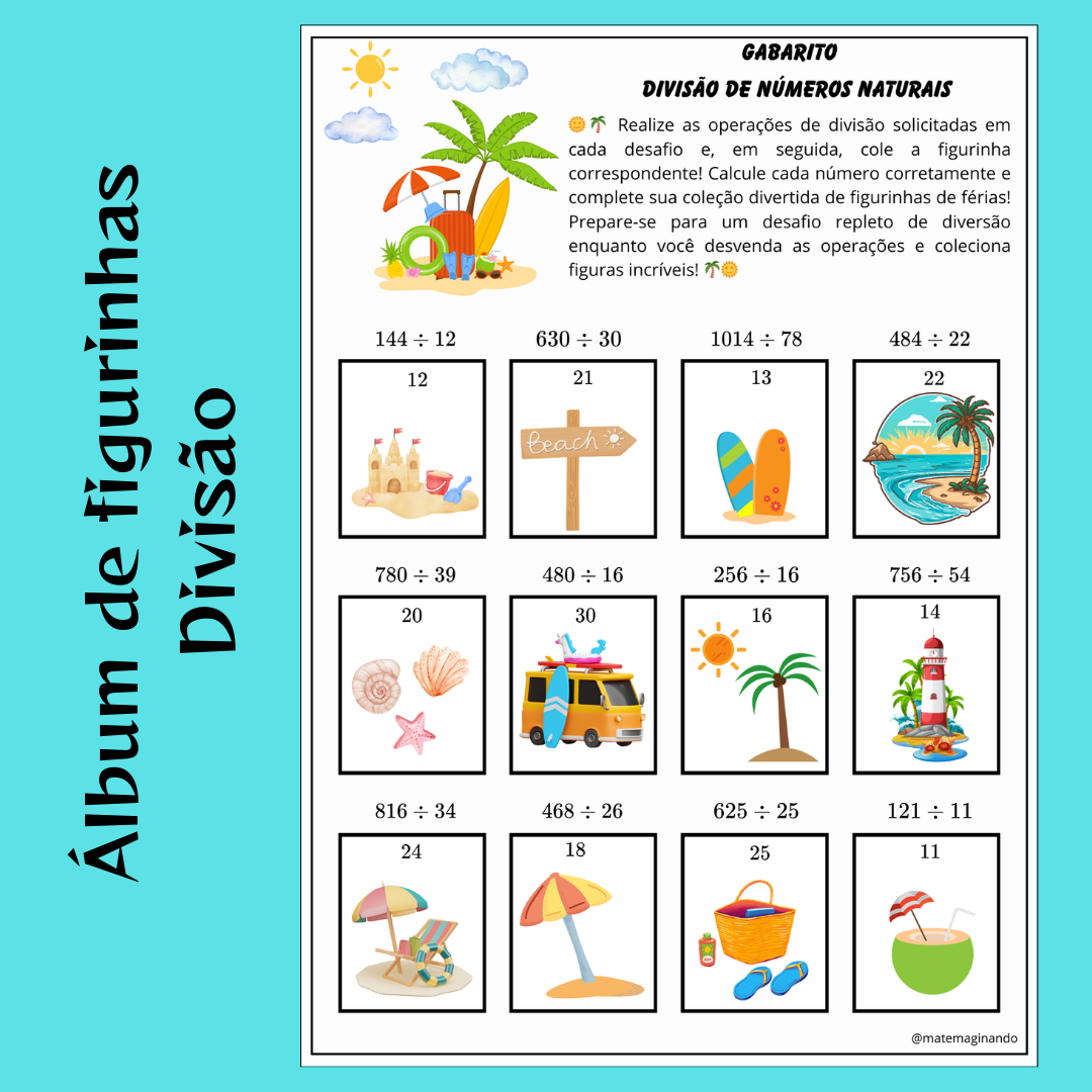 Álbum de Figurinhas: Férias Divertidas com Divisões!