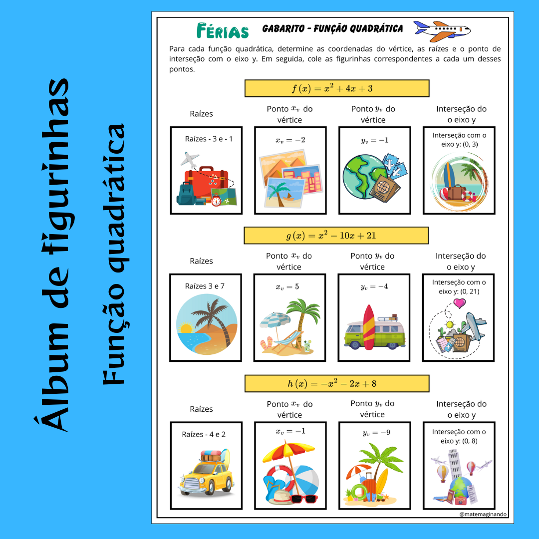 Álbum de Figurinhas: Função Quadrática