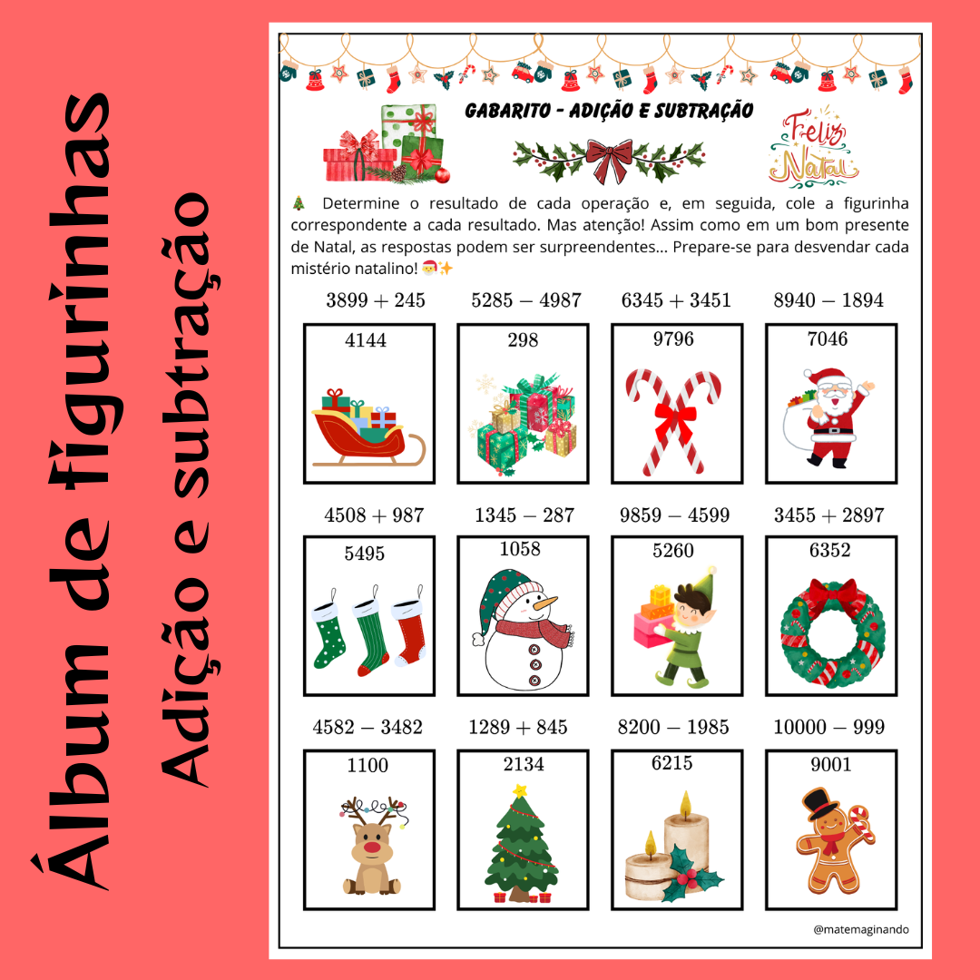 Álbum de Figurinhas - Natal Matemático: Adição e Subtração