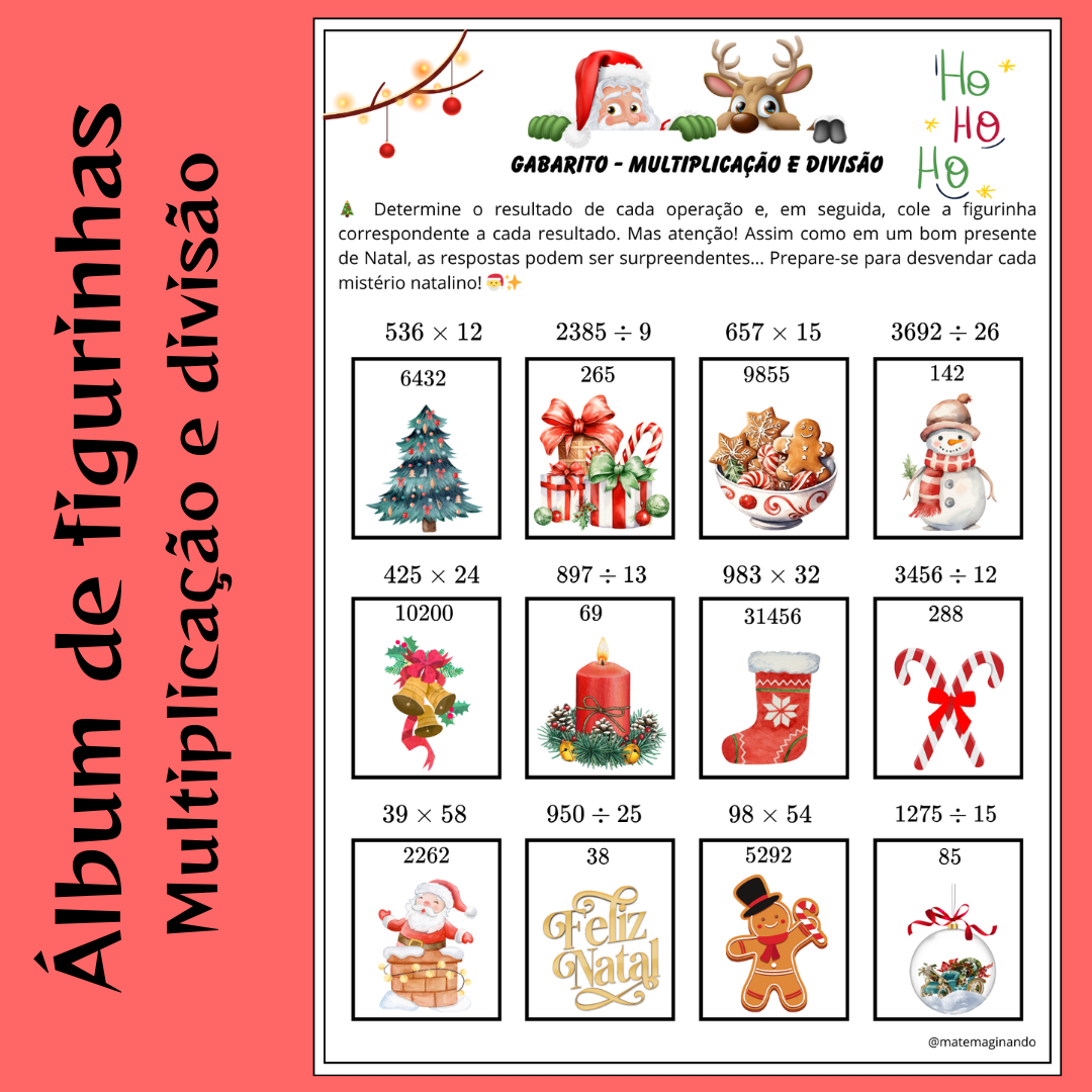 Álbum de Figurinhas - Natal Matemático: Multiplicação e Divisão