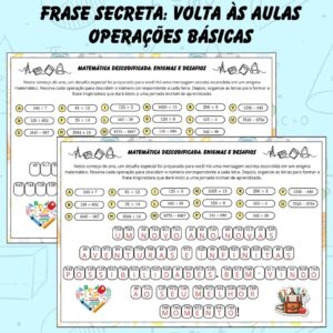 Frase Secreta: Volta às Aulas - Adição, Subtração, Multiplicação e Divisão | Volta às Aulas