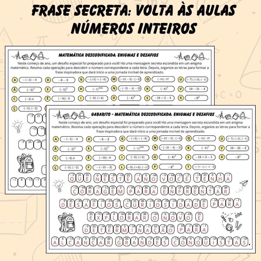 Matemática Descodificada: Enigmas dos Números Inteiros | Volta às Aulas ...
