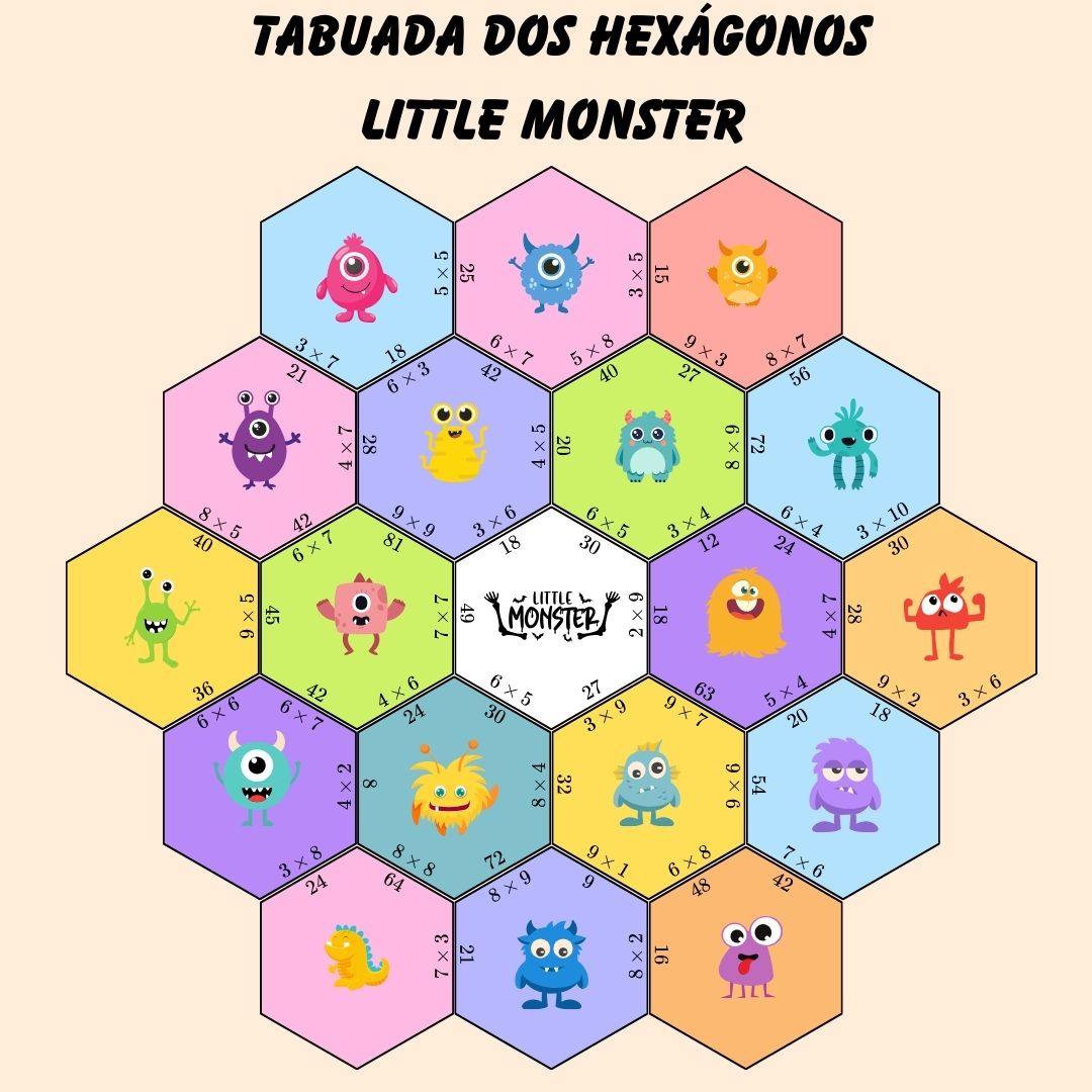 Jogo Educativo – Tabuada dos Hexágonos "Little Monster"