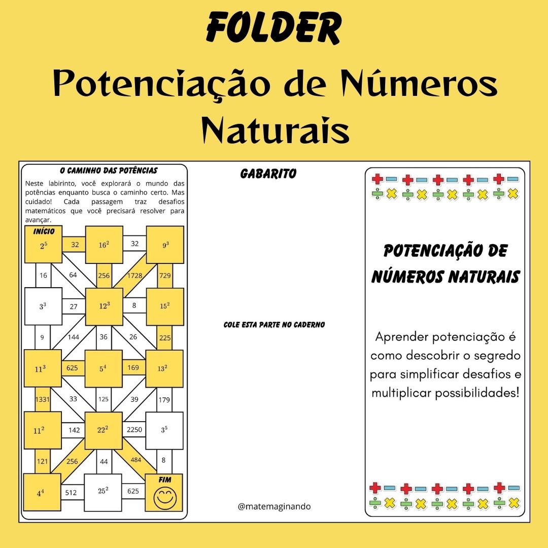 Transforme a Matemática em uma Aventura com o Folder de Potenciação!