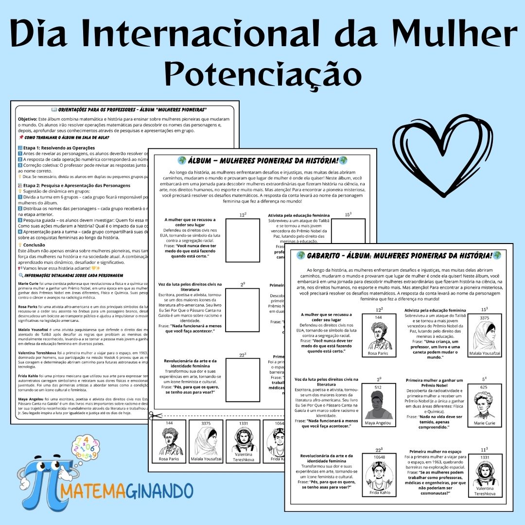 Álbum Interativo – Potenciação de Números Naturais – Mulheres Pioneiras da História!