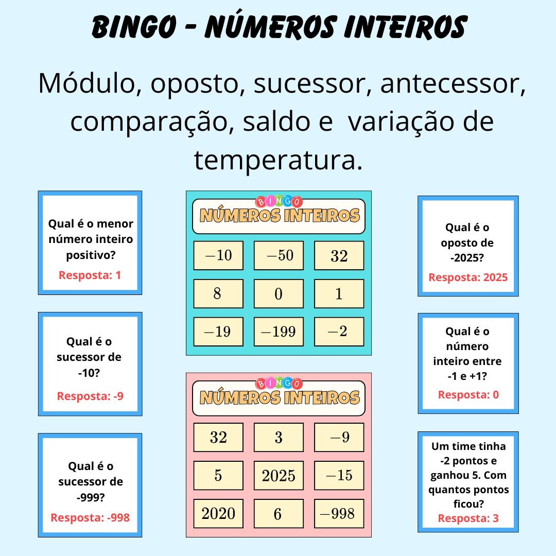 Bingo – Números Inteiros