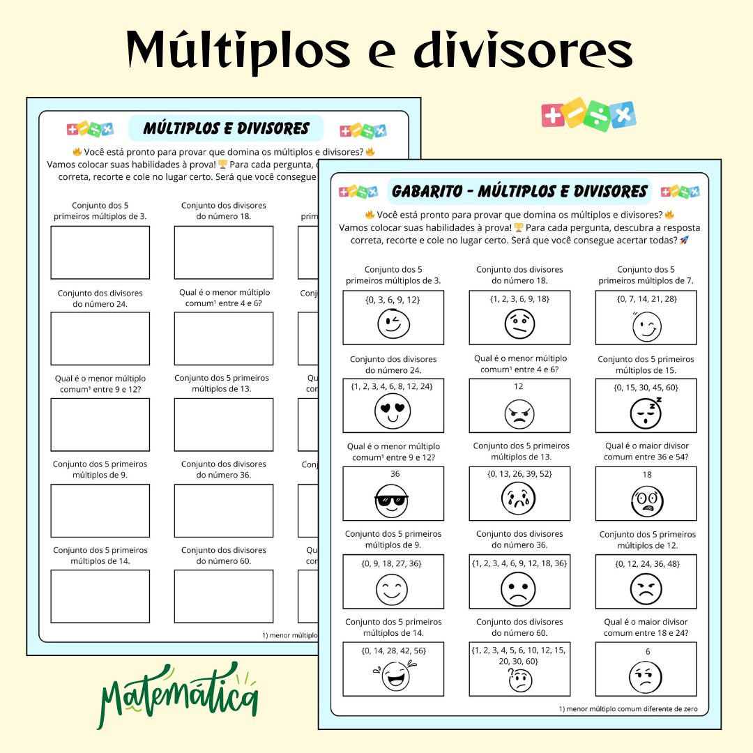 Múltiplos e Divisores – Atividade Interativa