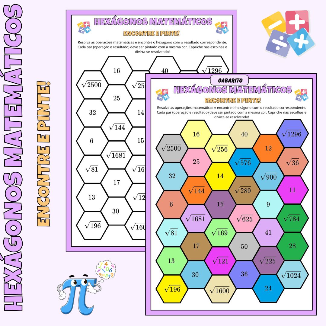 Hexágonos Matemáticos - Raiz Quadrada