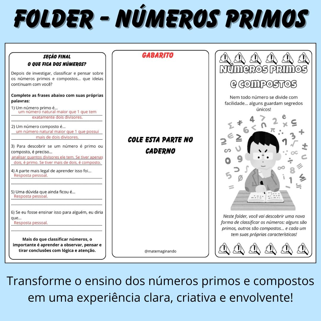 Folder Interativo – Números Primos e Compostos