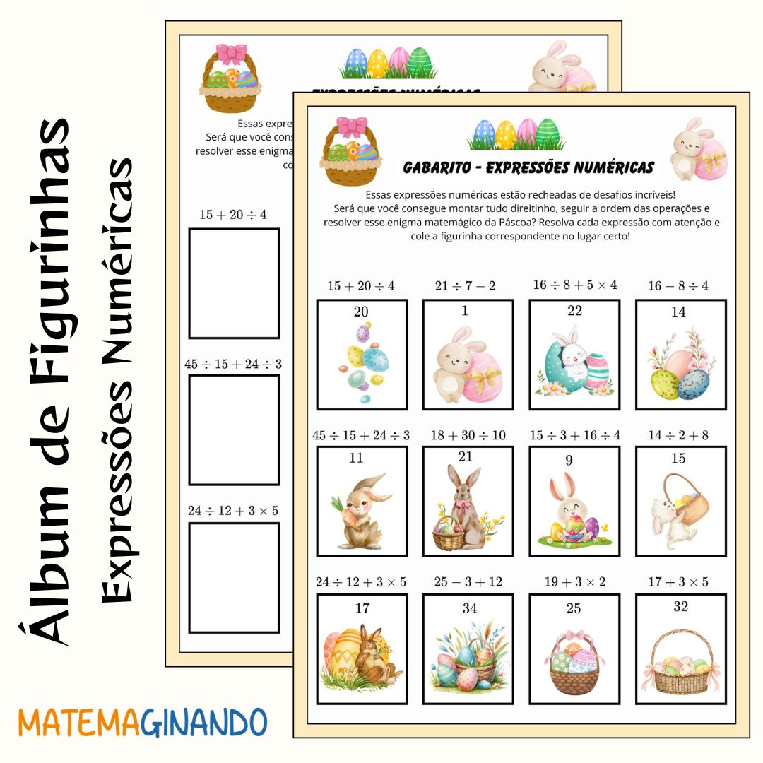 Álbum de Figurinhas – Expressões Numéricas (Especial de Páscoa)