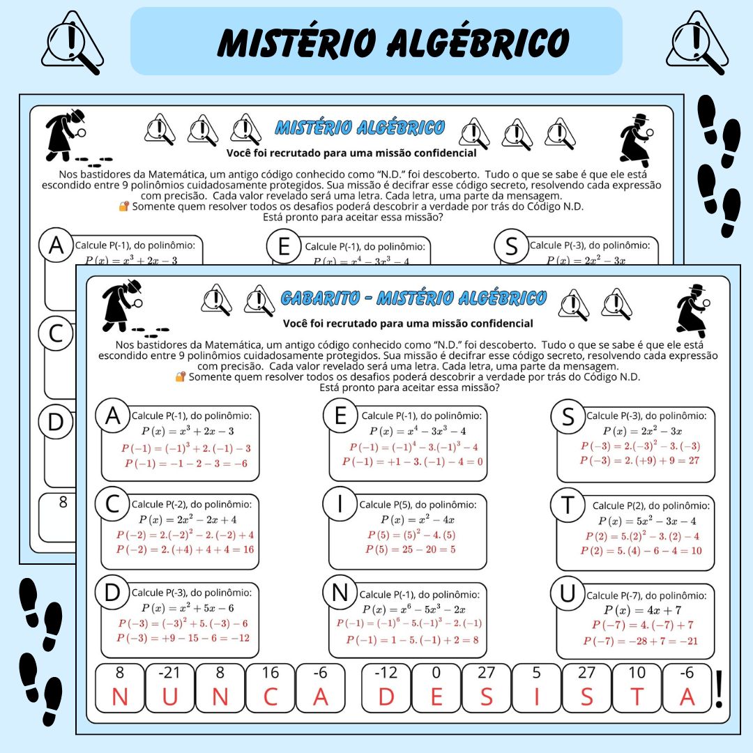 Mistério Algébrico – Valor Numérico de Polinômios