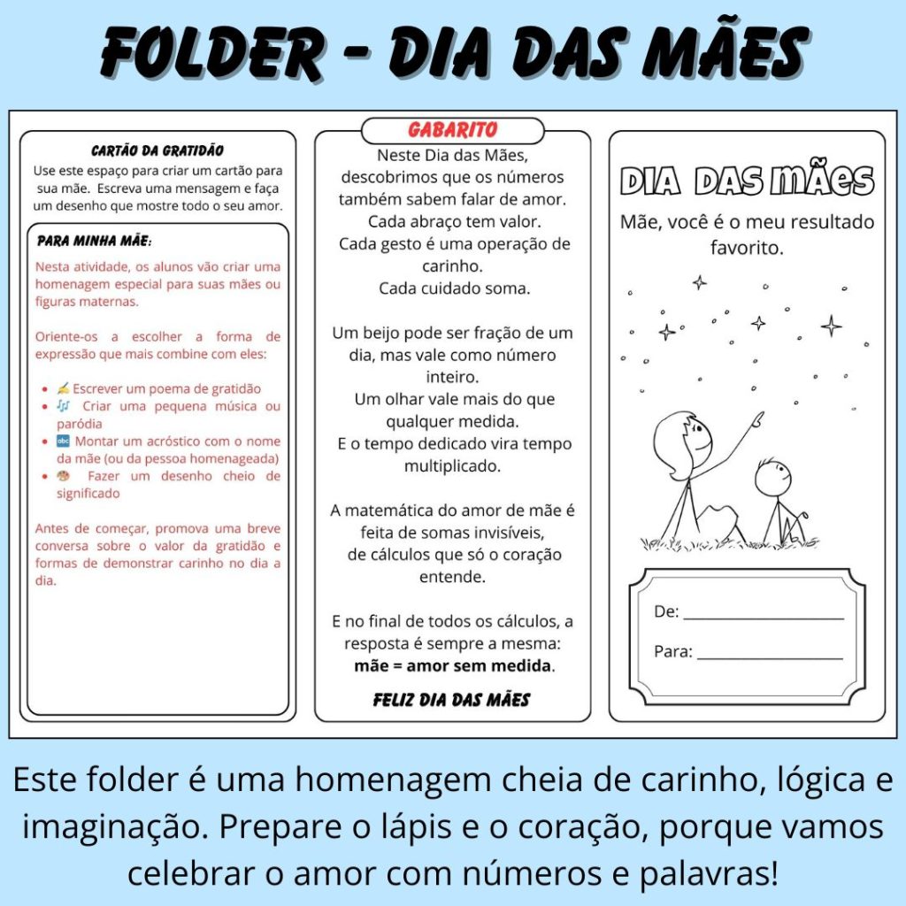 Folder – Dia das Mães – Matemaginando