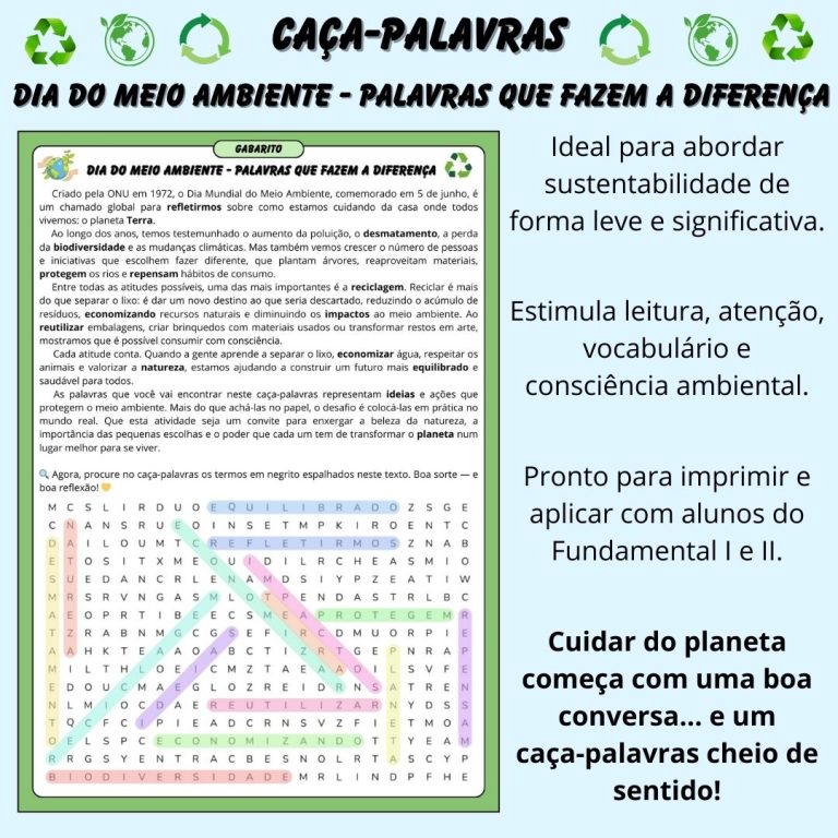 Caça-palavras – Dia do Meio Ambiente: Palavras que Fazem a Diferença ...
