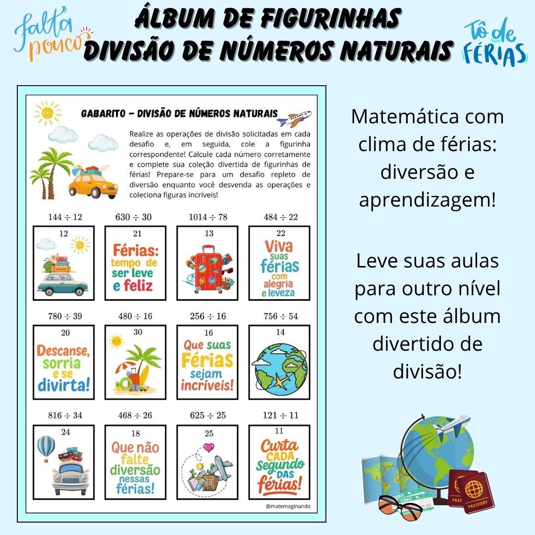 Álbum Divisão de Números Naturais: Férias