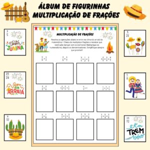 Álbum de Figurinhas – Multiplicação de Frações (Especial Festa Junina)