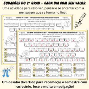 Equações do 2º Grau com Mensagem Secreta – Atividade Pronta para Imprimir | Volta às Aulas