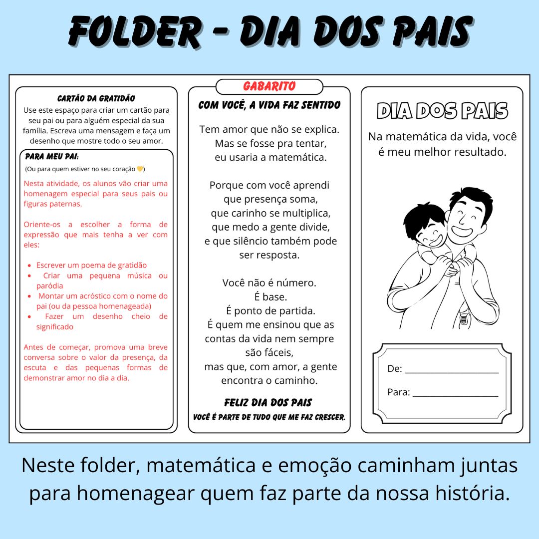 Folder Dia dos Pais – Atividades Afetivas e Matemáticas para Imprimir