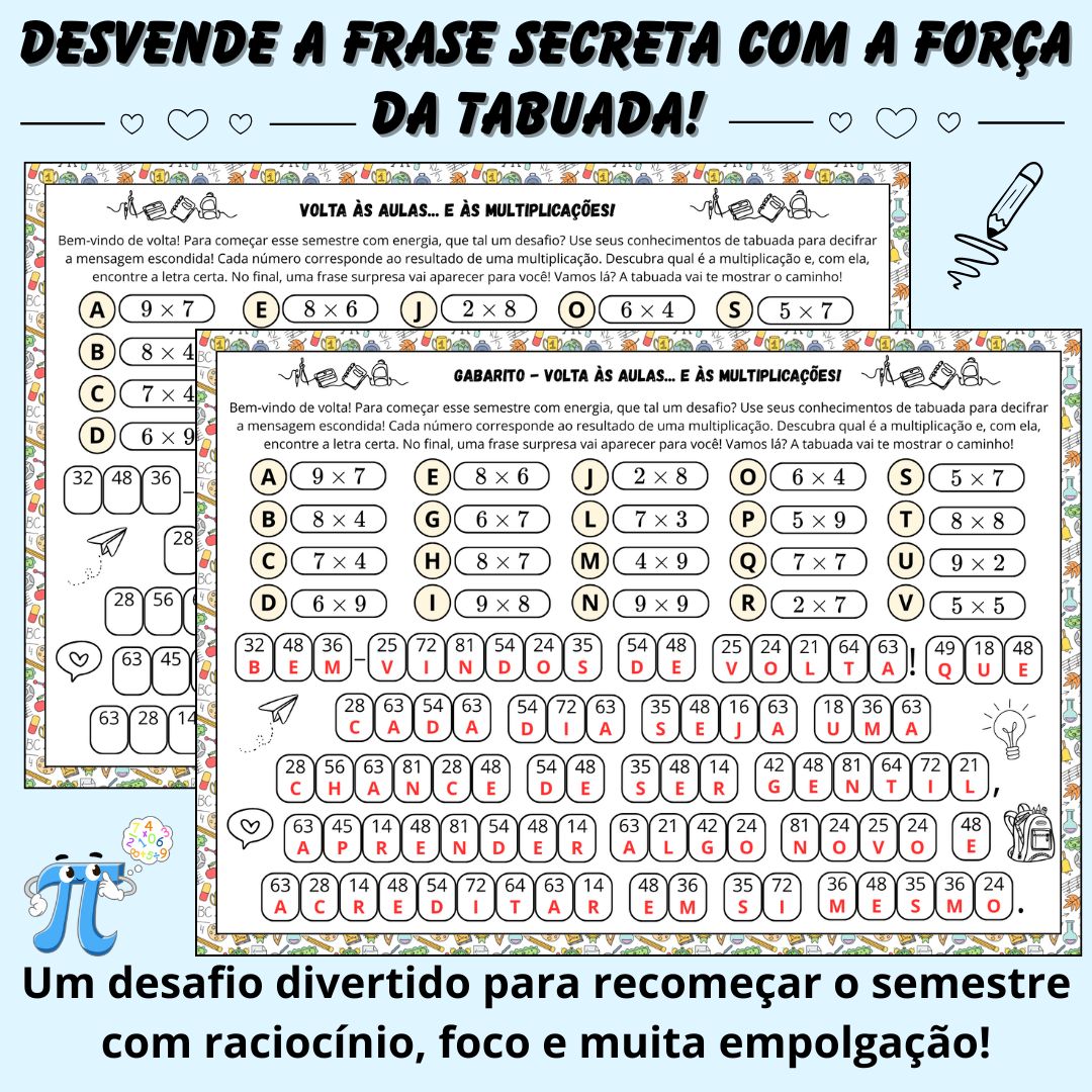 Frase Secreta – Tabuada e Volta às Aulas