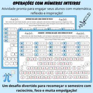 Revisão com Números Inteiros – Atividade de Volta às Aulas com Mensagem Secreta