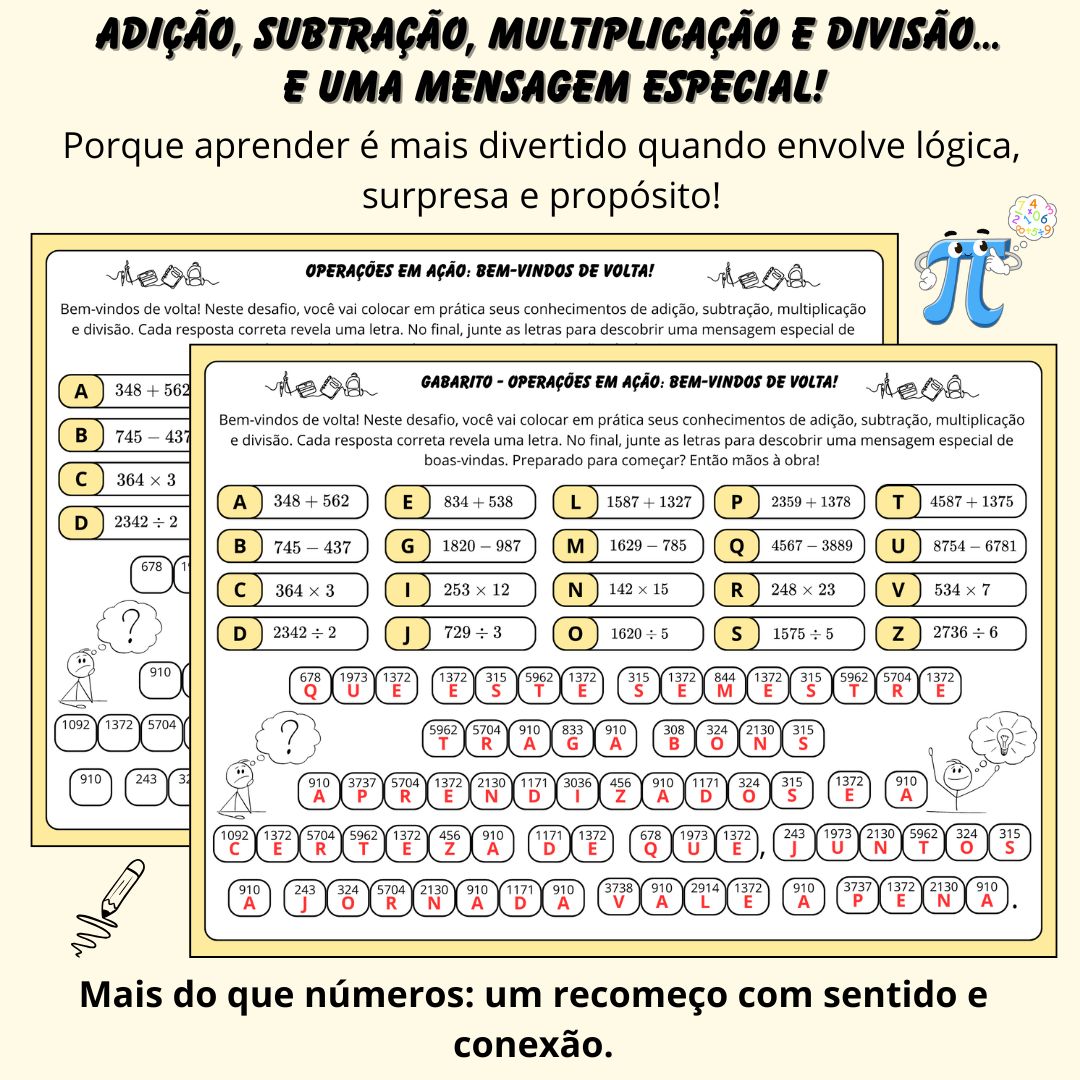 Volta às Aulas – Operações Básicas com Mensagem Secreta