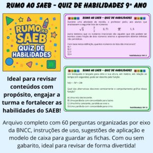 Quiz Matemática SAEB 2025 – 9º Ano com 60 Questões Alinhadas à BNCC