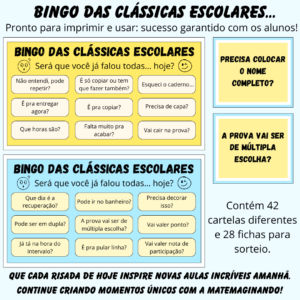 Bingo das Clássicas Escolares – Atividade Divertida para Sala de Aula