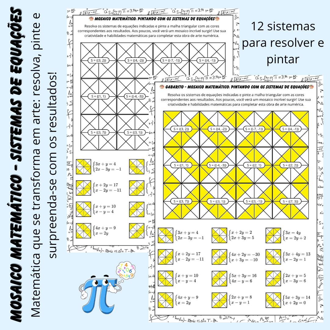 Mosaico Matemático – Sistemas de Equações