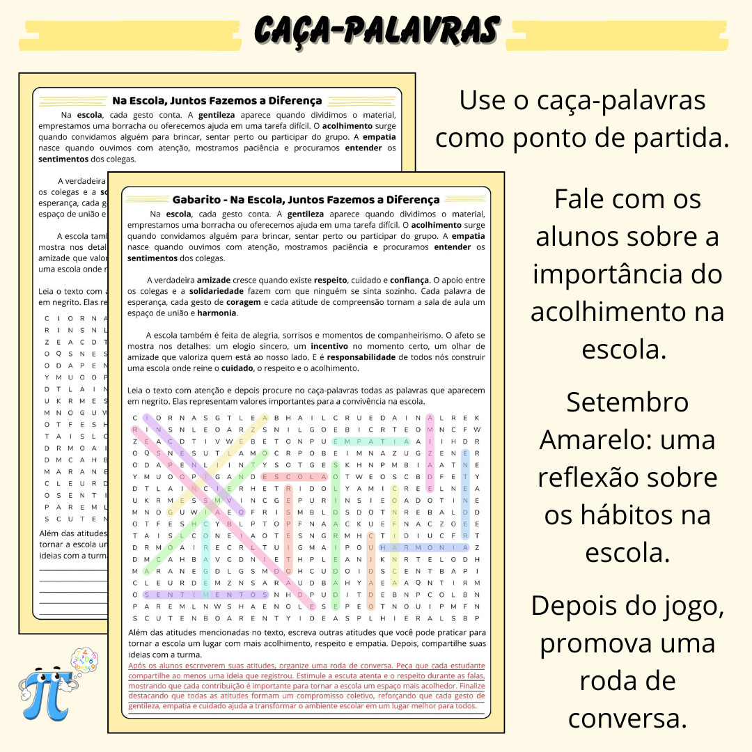 Caça-Palavras – Setembro Amarelo na Escola