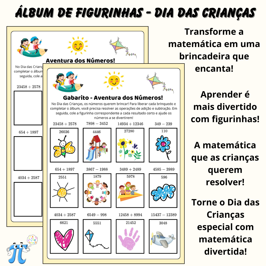 Álbum de Figurinhas – Dia das Crianças: Adição e Subtração