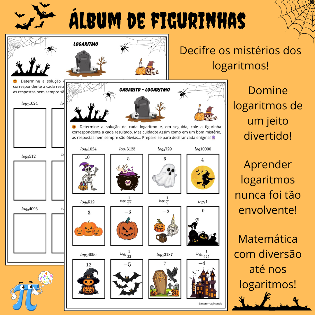 Álbum de Figurinhas Halloween: Desafio dos Logaritmos!